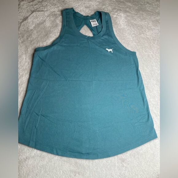 PINK S Victoria’s Secret Teal Racer Back Workout Tank Top - Picture 10 of 10